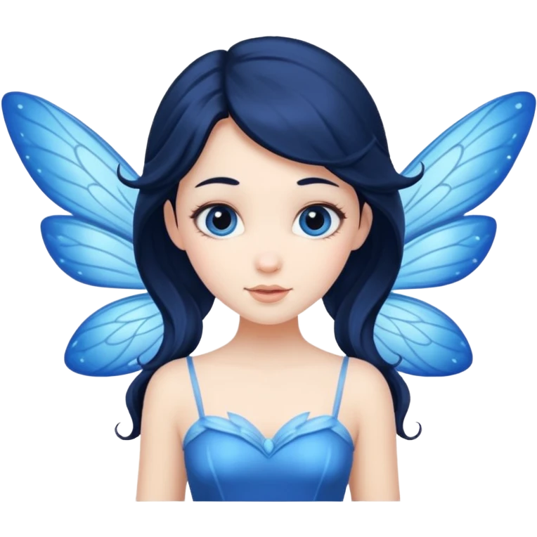 Flying blue fairy with dark hair emoji