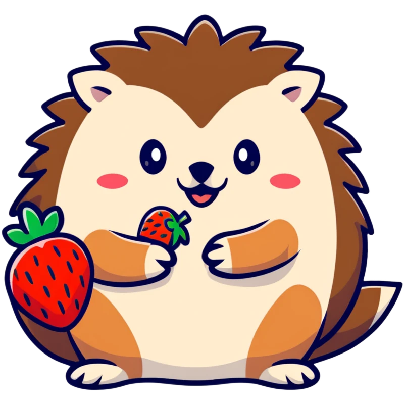 Hedgehog holding a strawberry emoji