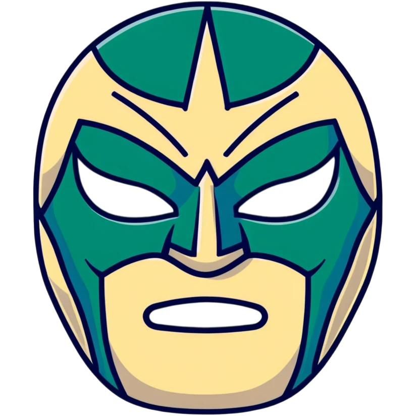 dark green, cream, and Carolina blue luchador mask emoji