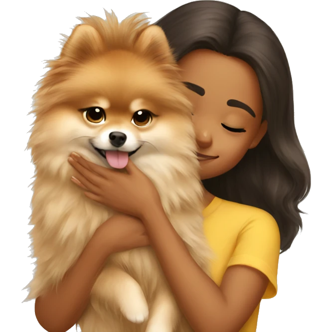 Girl kissing pomeranian emoji