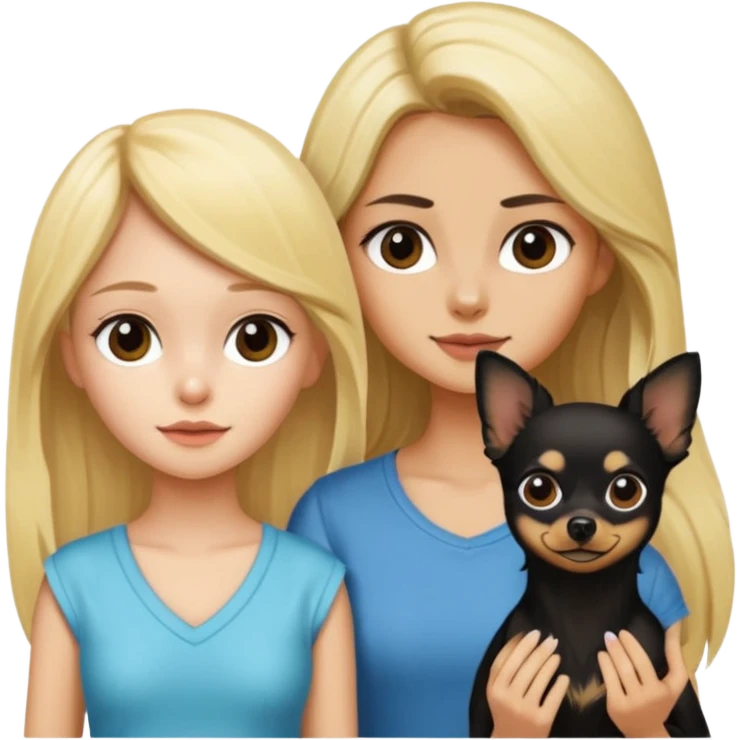 Chico pelo largo rubio.chica pelo largo negro y chihuahua negro  emoji