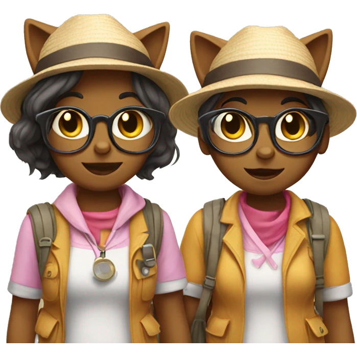 2 girl cats dressed up as tourists emoji