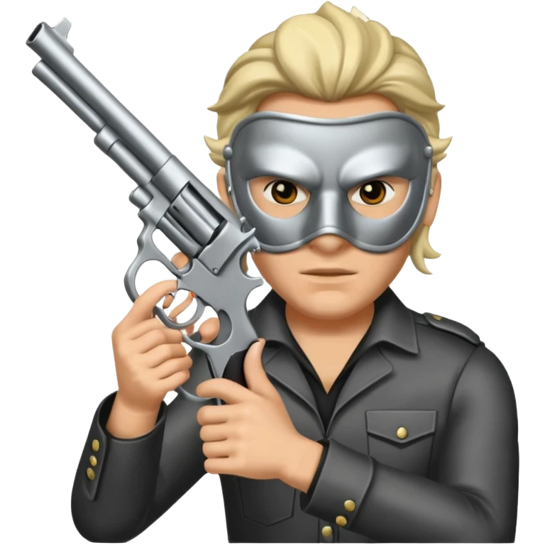 Make a mask with two hands like a gun emoji