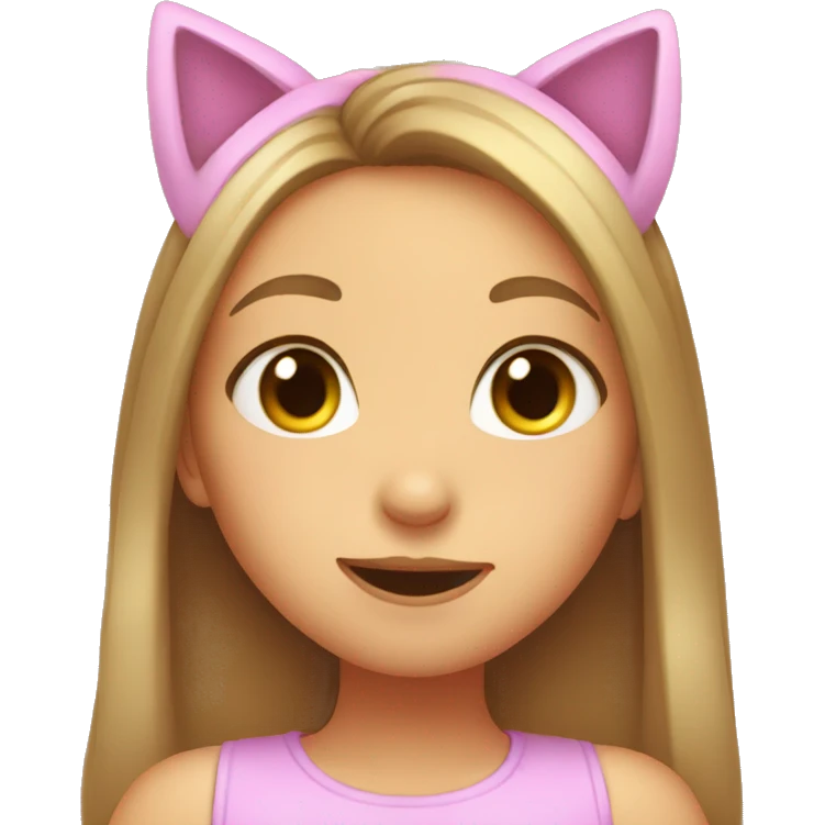 happy girl with cat ears making kissy face emoji