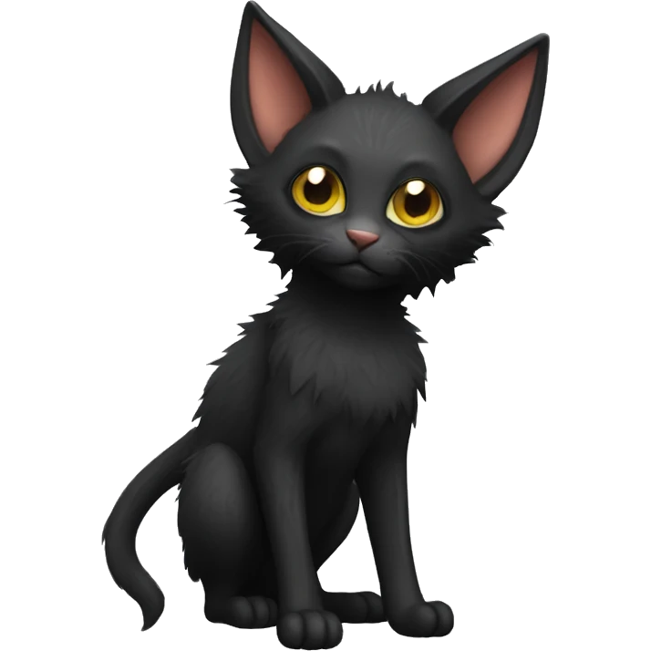 Black Lykoi cat with bat wings full body emoji