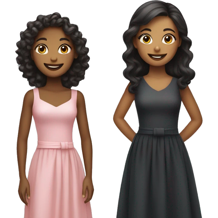 smiling girls in stylish dresses emoji