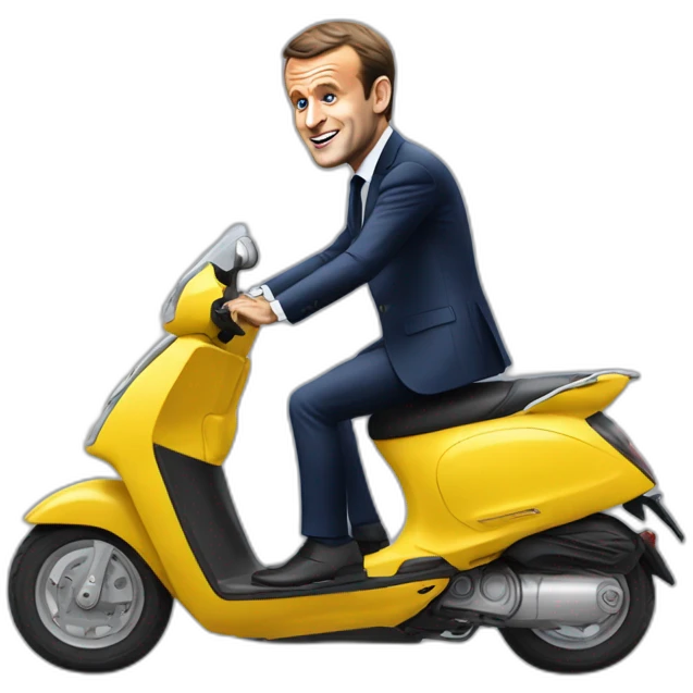 Emmanuel Macron en train de cabrer sur un scooter emoji
