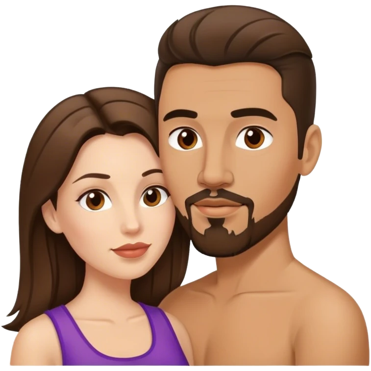 Intimate sfw between white brunette and tan Latino with goatee lover emoji