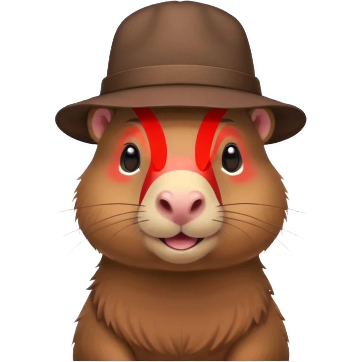 Cute capybara with blush wearing a hat emoji