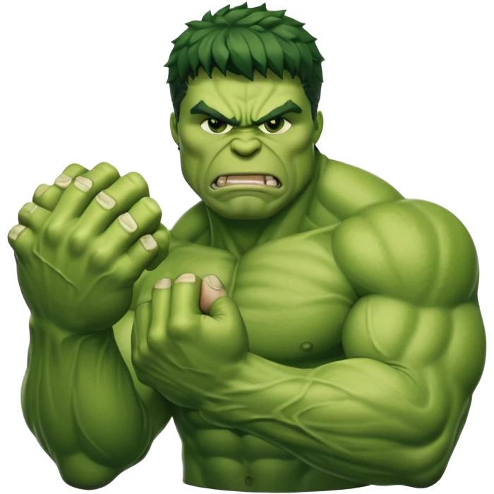 big muscular green cool hulks fist with 5 fingers emoji