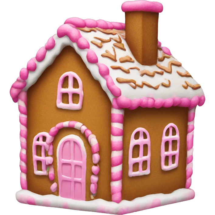 Gingerbread house with pink accents emoji