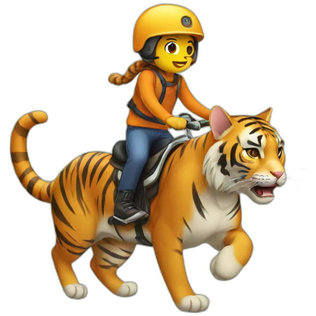 cat riding a tiger emoji