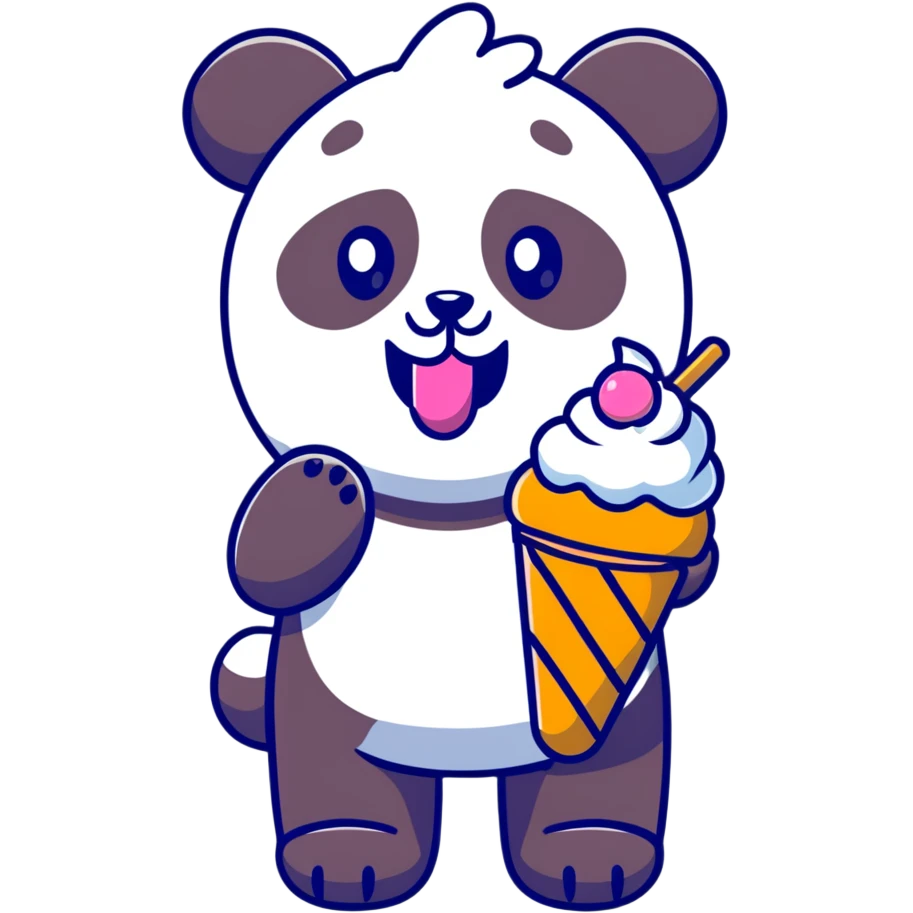 Panda eating ice cream emoji