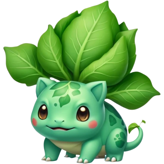 Bulbasaur with a green leafy cabbage-like closed sprout-bulb on back  emoji