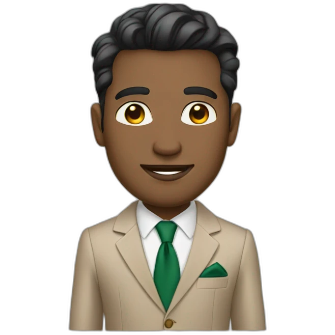 business man with a beige gucci suit without a tie  emoji