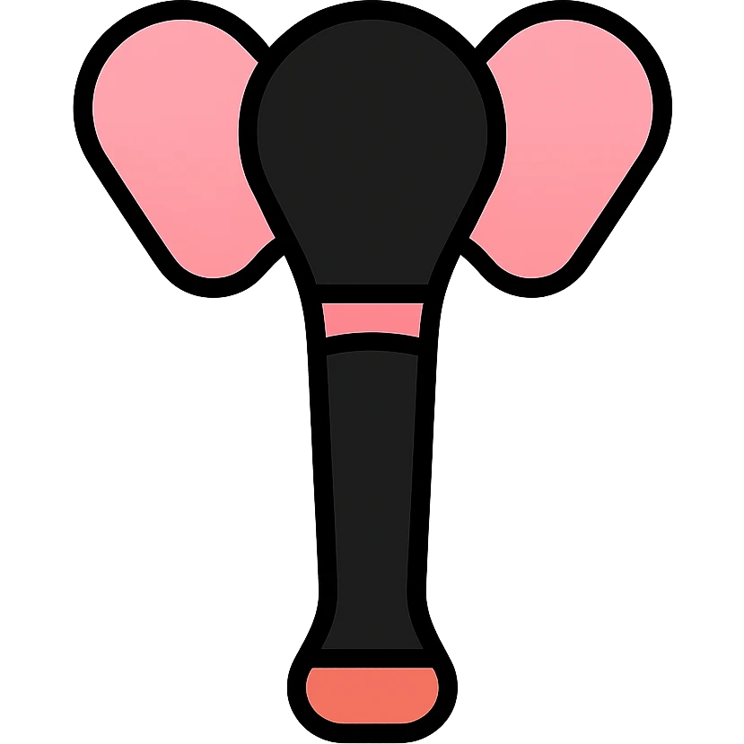 BLACKPINK-inspired gothic lightstick, no hearts, minimal and bold, black and pink, flat warm colors icon style emoji