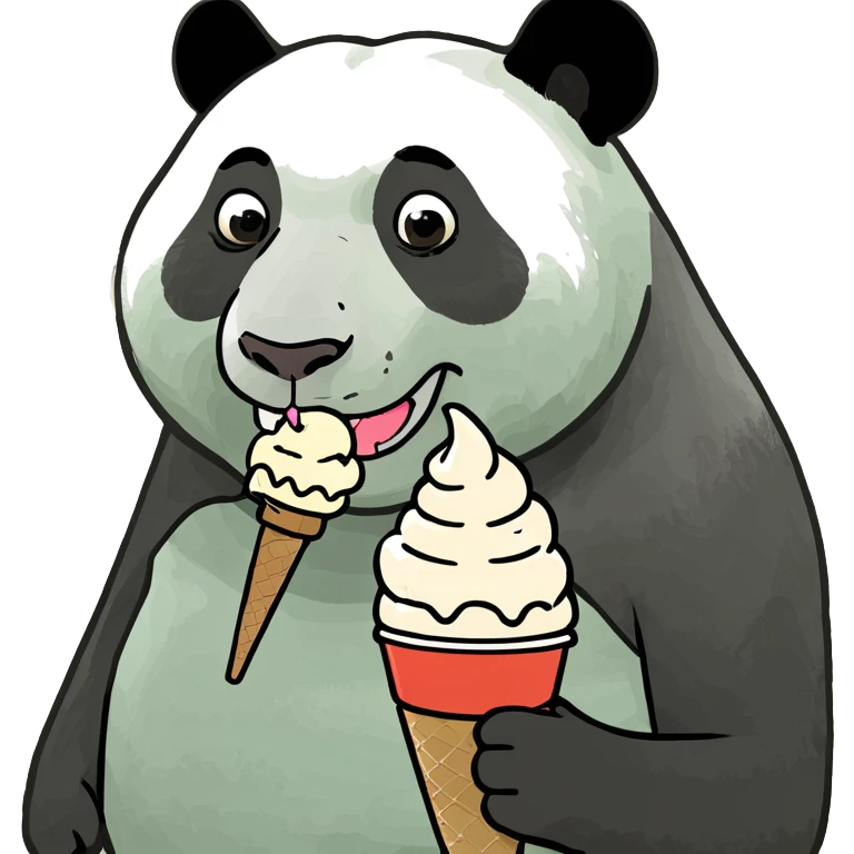 Panda eating ice cream emoji
