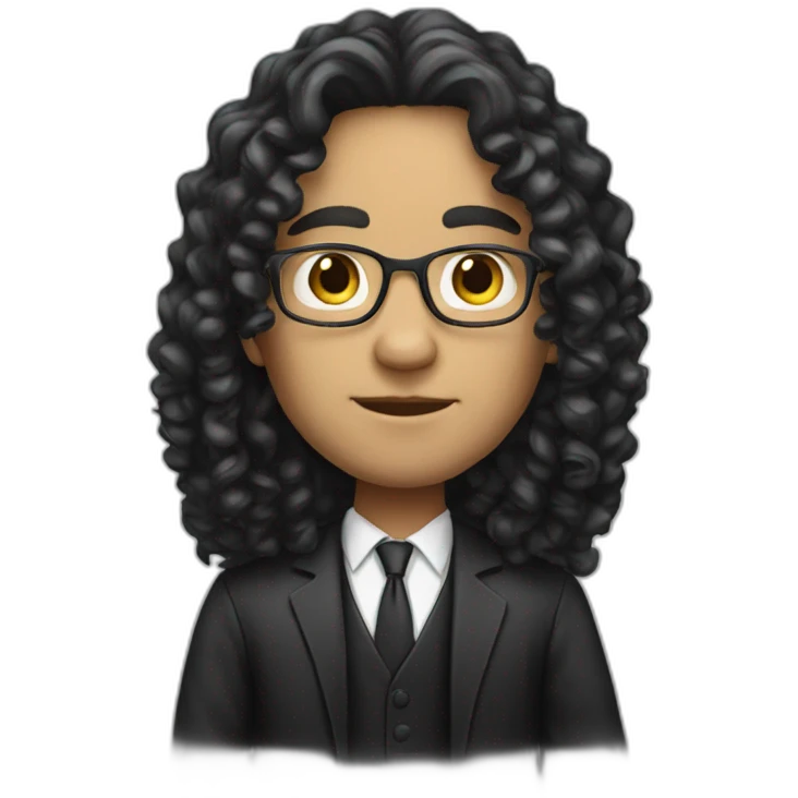 white lawyer with curly black long hair emoji