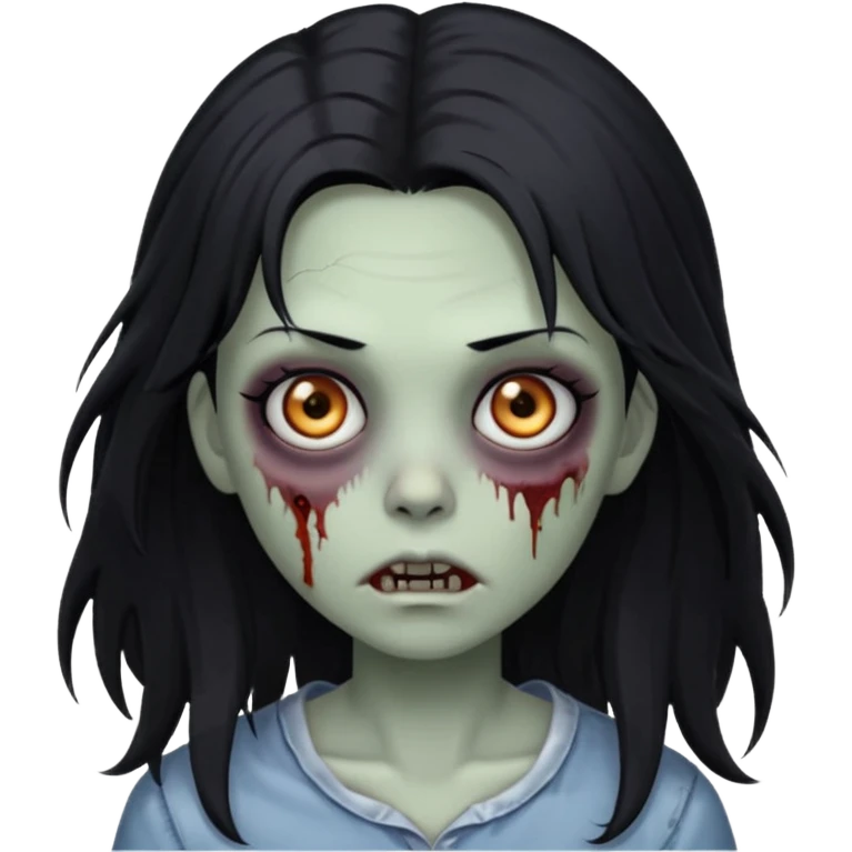 zombie girl with long wispy black hair emoji