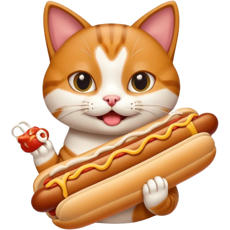 Cat eats hotdog emoji