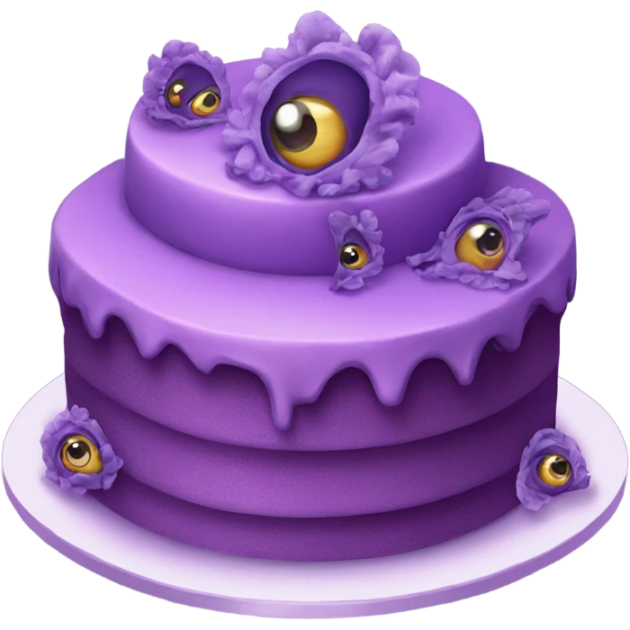 Purple Cake with eyeballs and butterflies emoji
