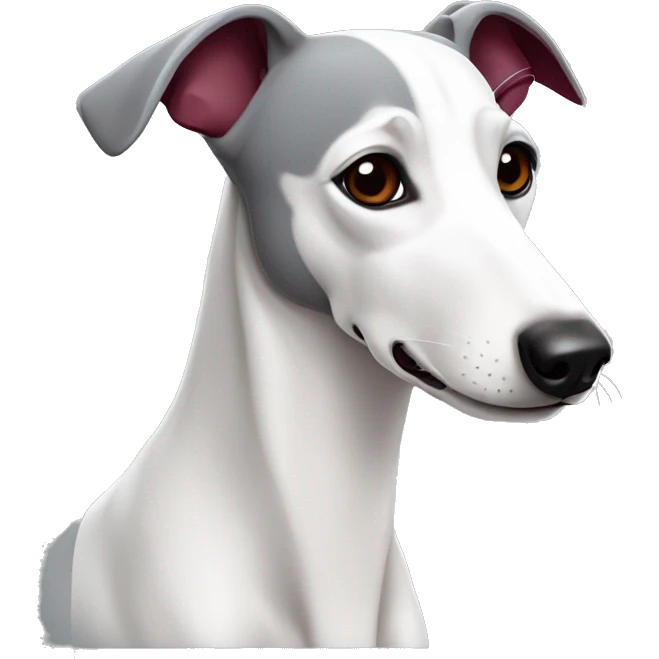grey white whippet with burgundy details emoji