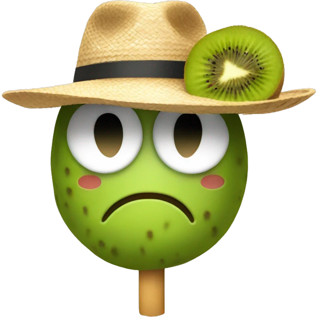 A kiwi fruit with a straw hat emoji