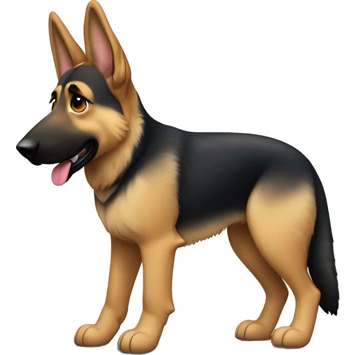 German shepherd on all fours  anatomically correct, male German shepherd. Male emoji