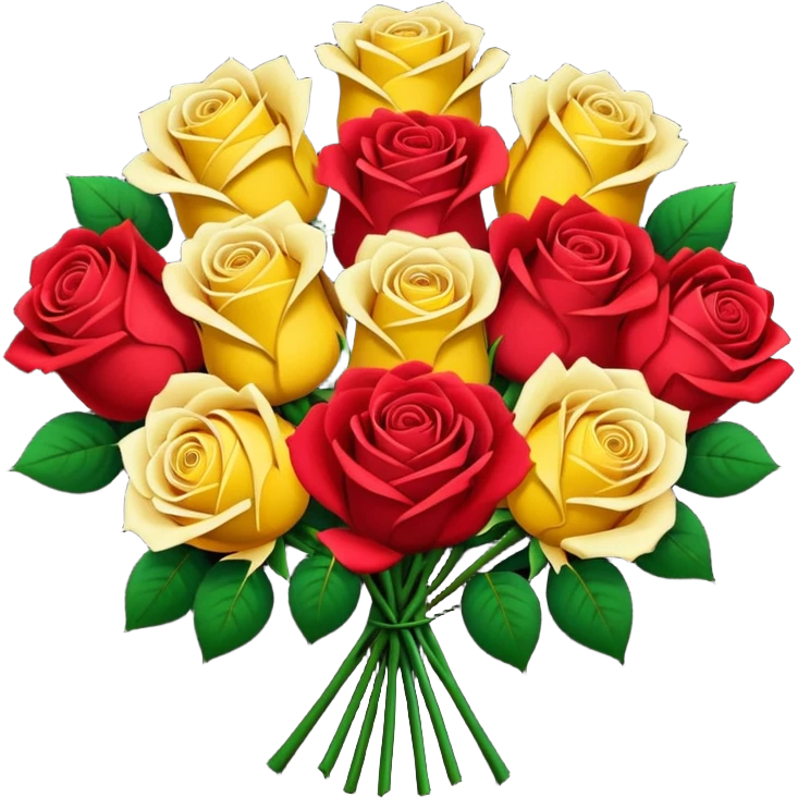 Yellow rose and red rose bouquet with black paper emoji