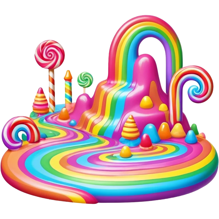 surreal melting neon rainbow candy land landscape emoji
