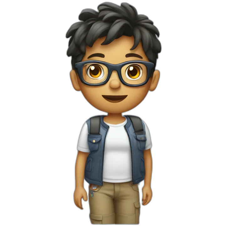 A 7-year-old with glasses and an insulin pump emoji