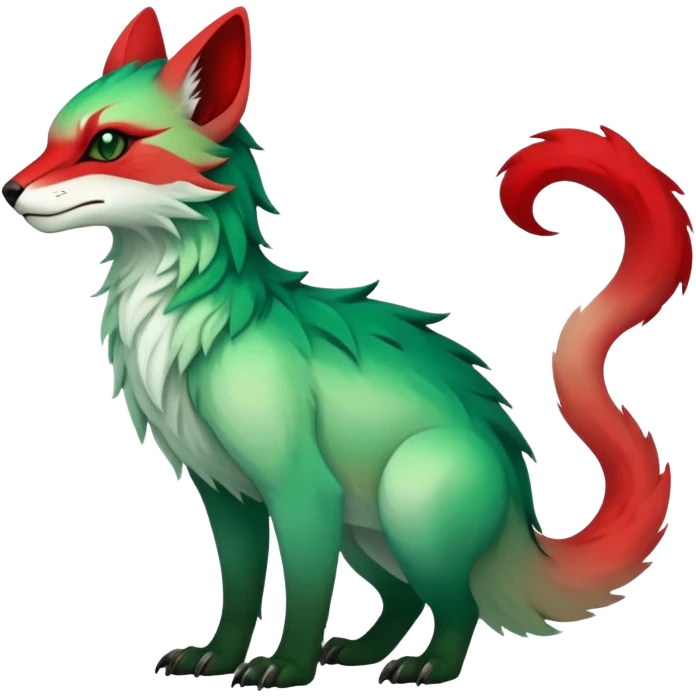 Cool Edgy Green-Red-gradient ethereal badass Fionbri-Vernid-Trico-animal-creature full bodyd emoji