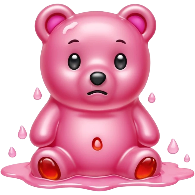 Sad light pink Gummy bear melting into ground emoji