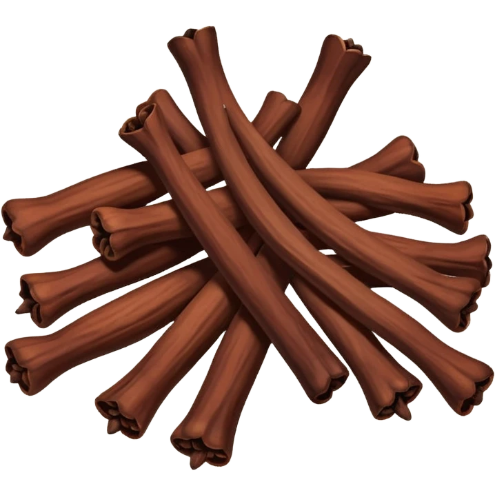 loose scatter of whole cloves, deep brown color, distinctive nail-like shape with rounded heads and tapered stems, dry woody slightly ridged texture, subtle color variations from dark mahogany to reddish brown, soft lighting, subtle shadows, emoji scale emoji