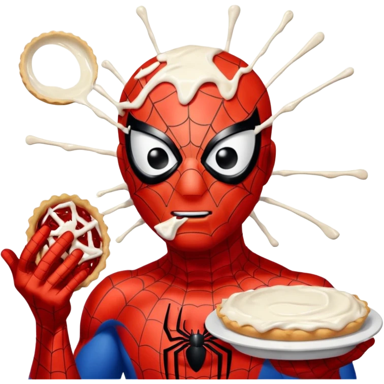 Homem aranha levando torta na cara emoji