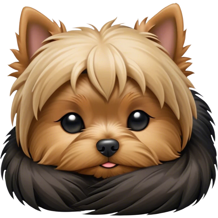 Meme-Worthy Cute Sleeping Yorkshire Terrier Portrait Emoji, Head resting gently with a peaceful, contented expression and softly closed, dreamy eyes, featuring a well-groomed, silky fur in rich hues, simplified yet irresistibly endearing, highly detailed, glowing with a gentle, drowsy radiance, high shine, exuding relaxed, heart-melting charm, styled with a soft glowing outline, capturing the essence of a sleeping Yorkshire Terrier that looks as if it could drift off into a sweet, meme-worthy slumber! emoji