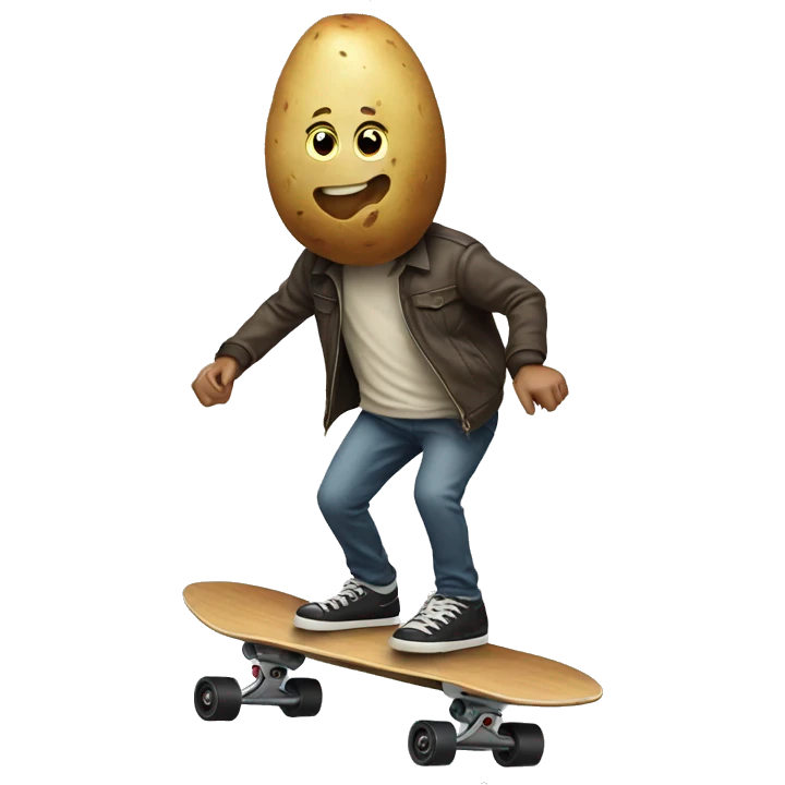 a potato playing skateboard emoji