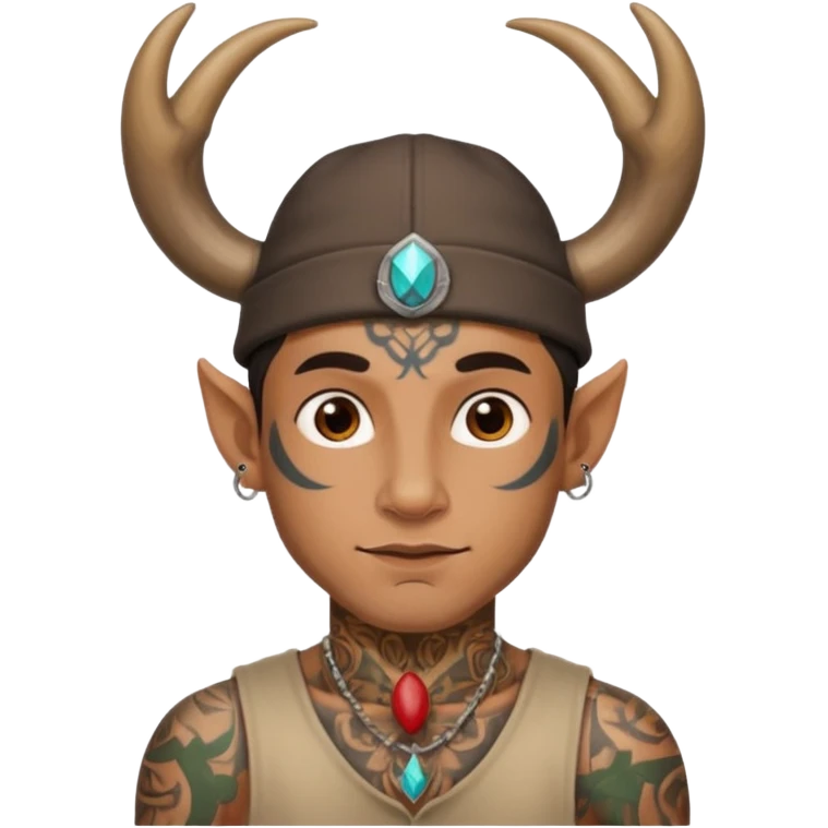 guy with tattoos, hat and horns emoji