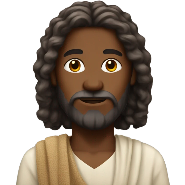 jesus with wool hair dark skin emoji