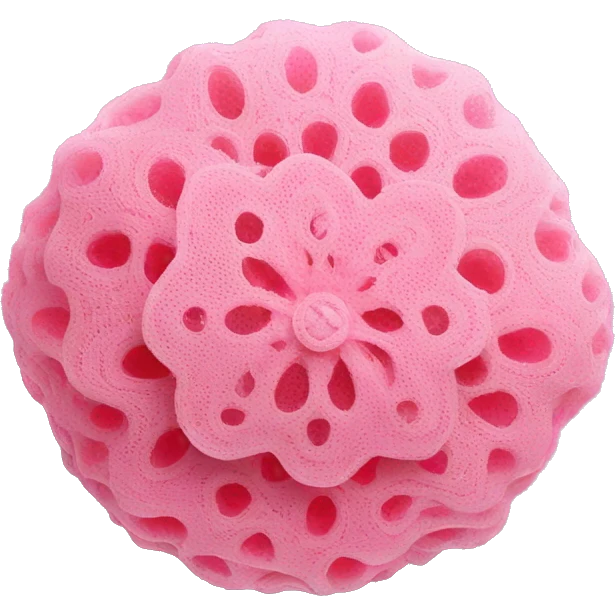 pink lace mesh shower sponge emoji