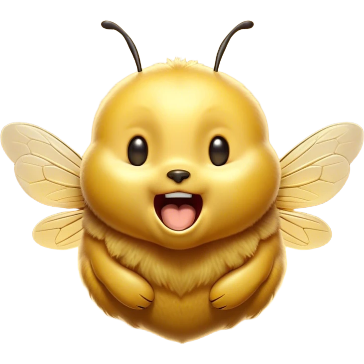 Cinematic Adorable Yawning Bee Portrait Emoji, Head tilted slightly with a dramatic, wide-open yawn, showcasing a tiny, fuzzy body with gently drooping wings and sleepy, half-closed eyes, Simplified yet irresistibly cute features, highly detailed, glowing with a soft, cozy golden glow, high shine, relaxed yet expressive, stylized with a dash of whimsical honey charm, soft glowing outline, capturing the essence of a drowsy bee that appears ready to stretch out for a nap! emoji