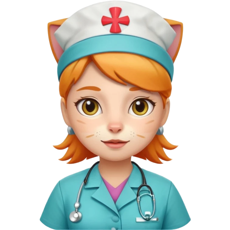 Multicolor cat as female nurse emoji
