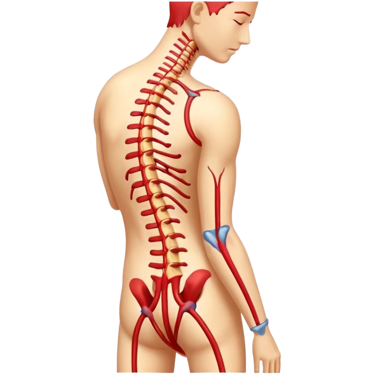 spine with highlighted nerve and pain marks symbolizing sciatica pain emoji