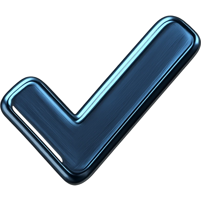 blue verification checkmark, chrome style emoji