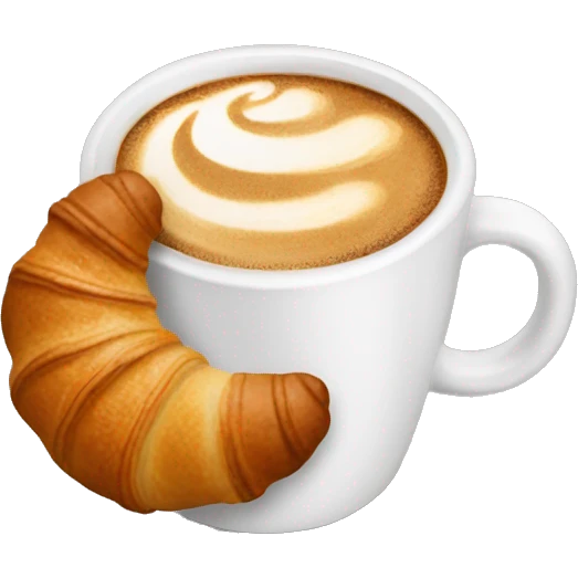 Cup of cappuccino with croissant emoji