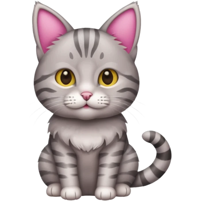 grey tabby cat: pink ears fur emoji