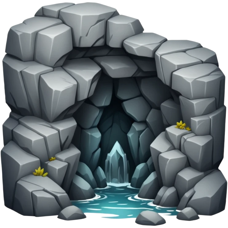 A deep cave entrance surrounded by rugged stone.




















































 emoji