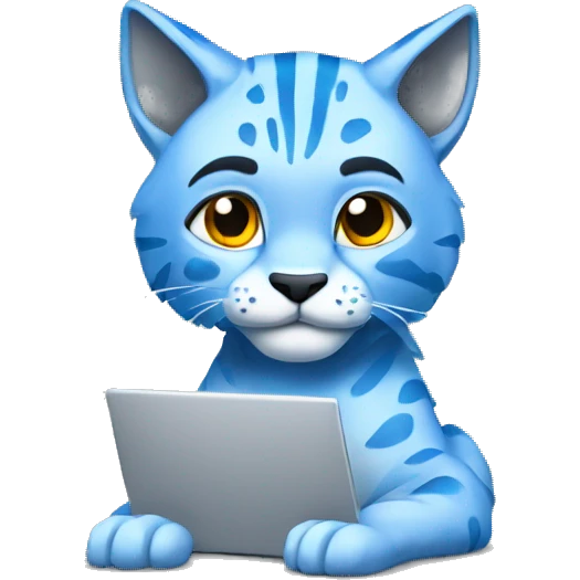 A blue lynx with a laptop emoji