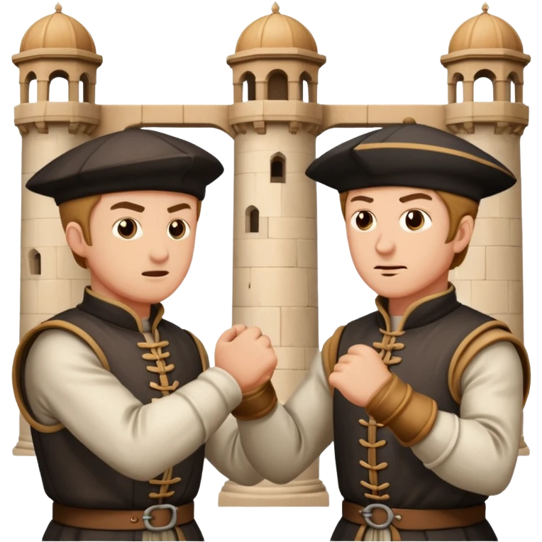 2 people fighting over achitecture style 16th century architects both men emoji