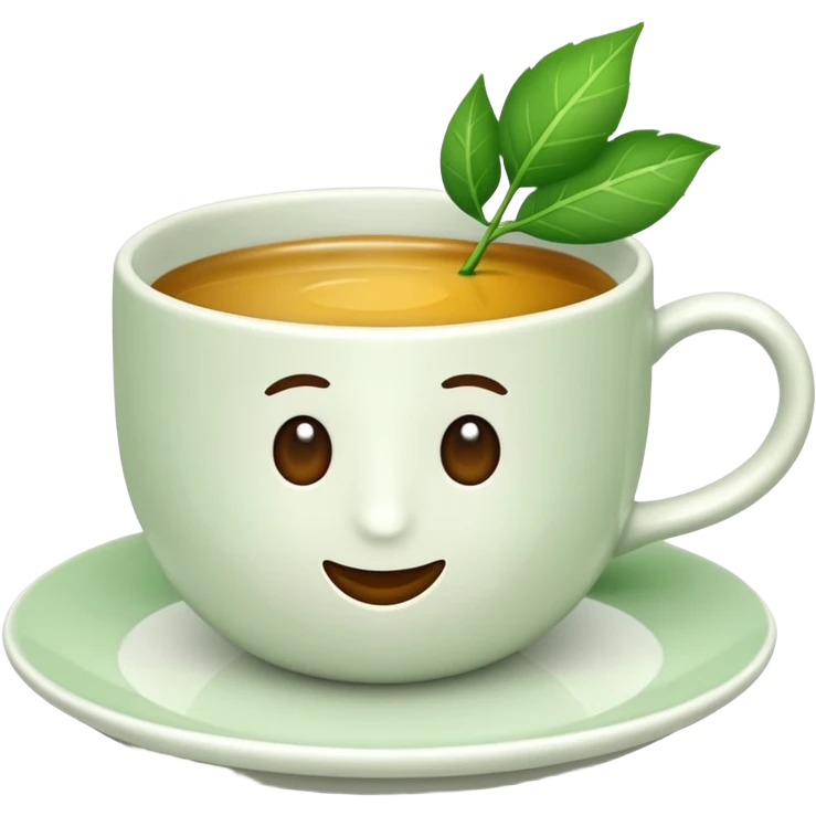 Te  - taza blanca con una hoja a un lado del plato- No dentro emoji